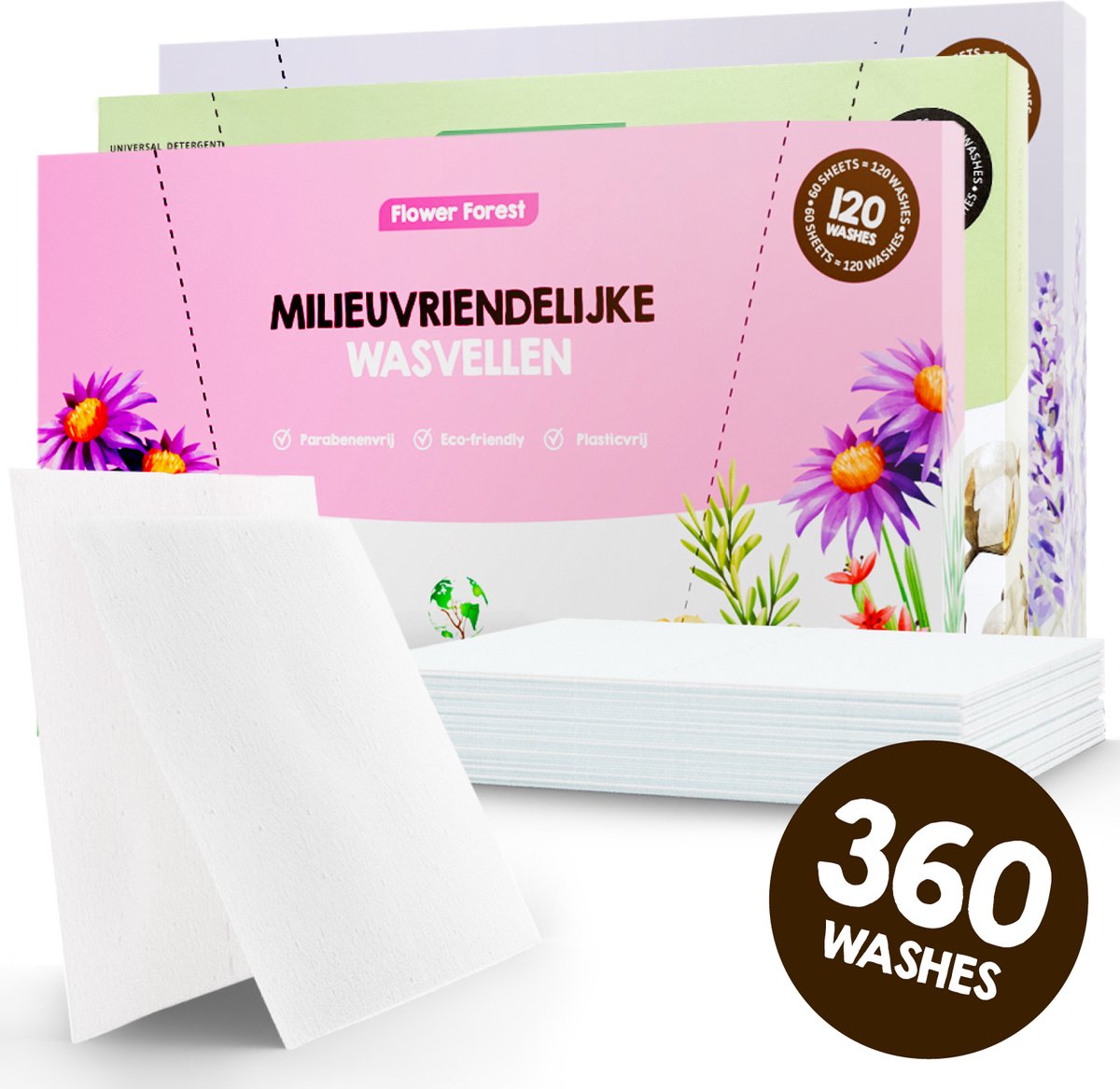 Goedkoopste Proefpakket Wasstrips ECO 360 Wasbeurten in 3 Geuren Milieuvriendelijke Wasmiddeldoekjes Wasvellen Wasmiddel Voordeelverpakking incl. wasverzachter wasdoekje