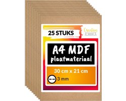 Creative Deco 25 x A4 MDF - Plaat | 300 x 210 x 3 mm | Perfect voor Lasersnijden, CNC - Frezen, Modelleren, Freeswerk
