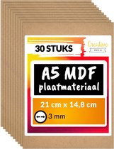 Creative Deco 30 x A5 MDF - Plaat | 148 x 210 x 3 mm | Perfect voor Lasersnijden, CNC - Frezen, Modelleren, Freeswerk, Figuurzagen