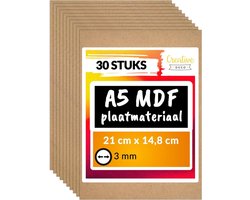 Creative Deco 30 x A5 MDF - Plaat | 148 x 210 x 3 mm | Perfect voor Lasersnijden, CNC - Frezen, Modelleren, Freeswerk, Figuurzagen