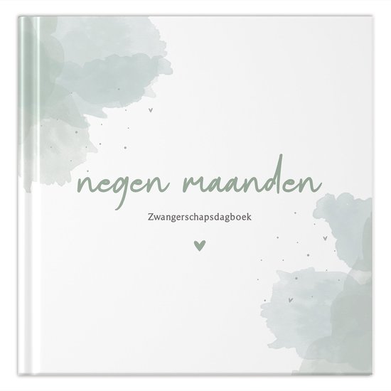 Fyllbooks - Mijn negen maanden Dagboek - Zwangerschapsboek, Babyboek - 9 maanden Invulboek Zwangerschap - Watercolour Groen