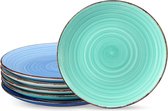 Bonita Eetborden Set voor 6 personen - 27 cm - Aardewerk - Vaatwasser en Magnetron Bestendig - Inclusief Pastaborden, Ontbijtborden en Taartborden - Koele Kleur borden set