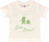 Shirt Aankondiging zwangerschap Ik word grote broer 2.0 | korte mouw | Wit/sage green (saliegroen) | maat 110/116 zwangerschap aankondiging bekendmaking Baby big bro brother