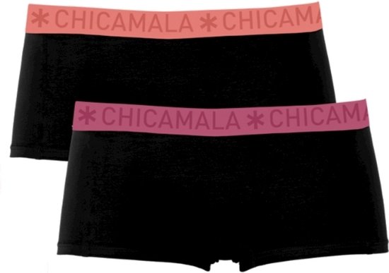 Chicamala meisjes 2P mini boxershorts basic combi zwart