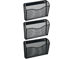 Tijdschriftenrek muur - set van 3 - A4 - metaal - zwart