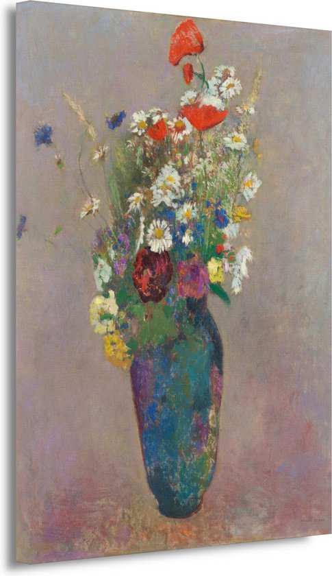 Vaas met bloemen - Odilon Redon portret - Bloemen portret - Schilderijen canvas Oude meesters - Schilderijen op canvas industrieel - Muurdecoratie canvas - Slaapkamer decoratie 40x60 cm