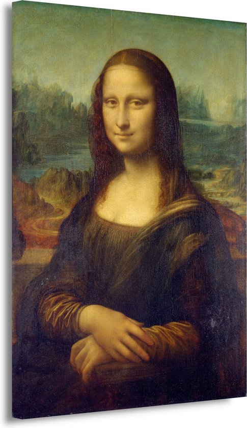 Mona Lisa - Leonardo da Vinci schilderijen - Vrouw schilderij - Muurdecoratie Portret - Woonkamer decoratie industrieel - Canvas keuken - Muur kunst 60x90 cm