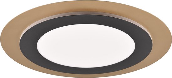 LED Plafondlamp - Plafondverlichting - Trion Groan - 42W - Aanpasbare Kleur - Afstandsbediening - Dimbaar - Rond - Zwart Goud - Metaal