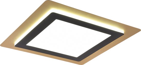 LED Plafondlamp - Trion Groan - 46W - Aanpasbaar kleur - Dimbaar - Vierkant - Zwart Goud - Metaal