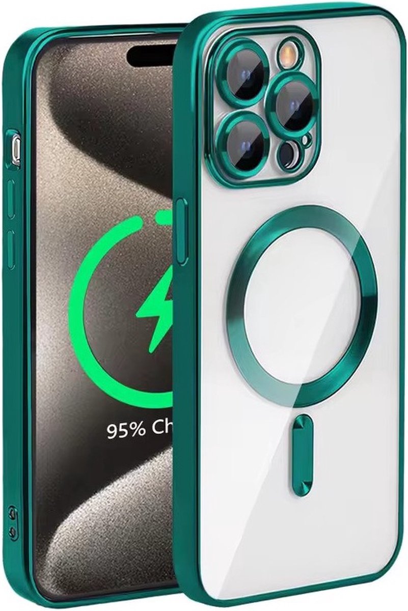 TG Techgrip - Hoesje Geschikt voor iPhone 12 Magsafe Compatible Groen - Back Cover Hoesje met ingebouwde 9H HD camera glas bescherming - Groen Hoes Geschikt voor iPhone 12