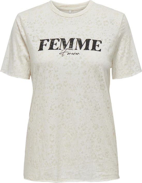 Only T-shirt Onlrebe S/s Top Box Jrs 15320988 Cloud Dancer/femme Dames Maat - M