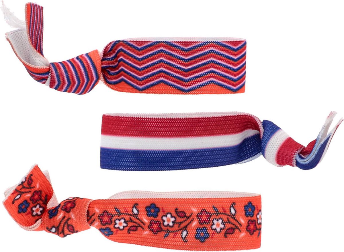 Folat - Armbanden oranje, rood, wit, blauw - 3 stuks - WK voetbal 2026 - WK voetbal versiering - WK voetbal outfit - Nederland WK