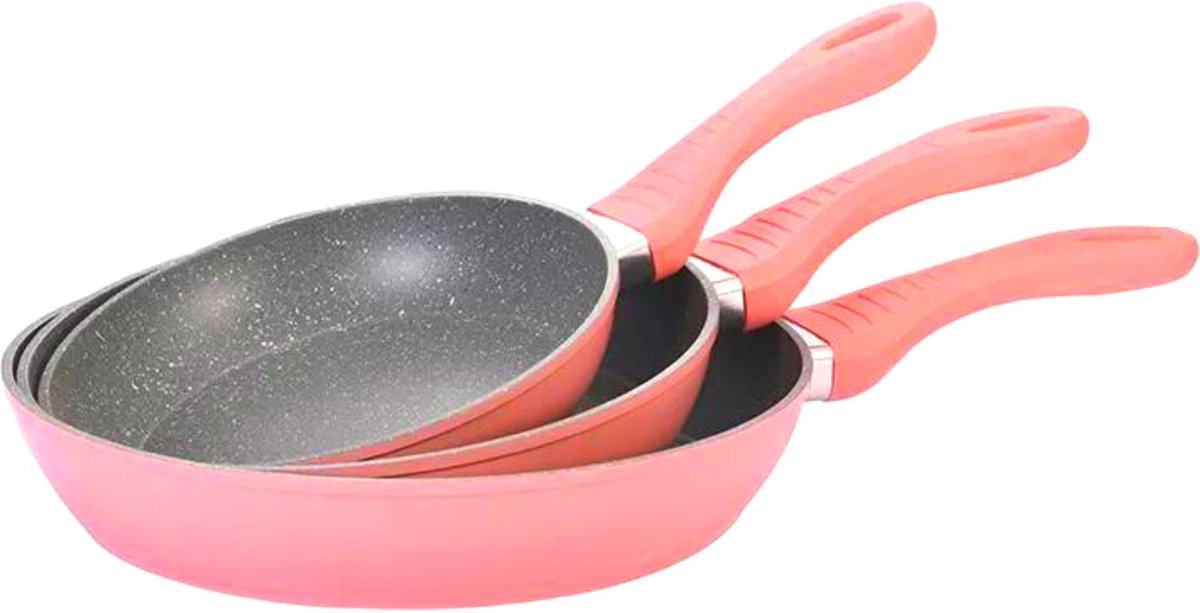 Cheffinger Koekenpannenset - 3-delig - Ø 20/24/28 cm - Roze