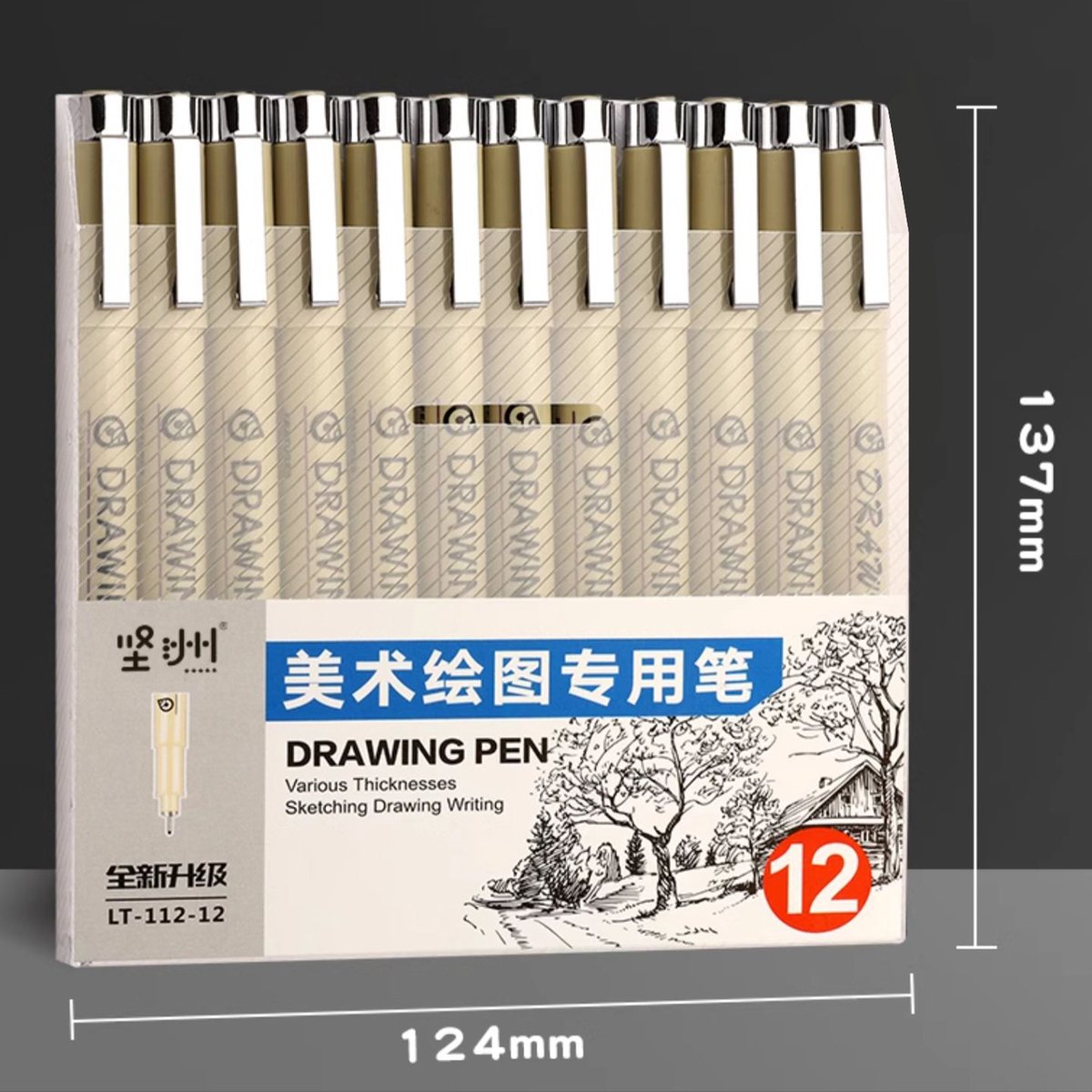 Ainy - Micro Fineliners Twaalf watervast - set van 12 zwart fineliner | fine liner kawaii manga / anime tekenen op schetsboek | bullet journal | handlettering | Pigment liner penselen | calligraphy pennen — afbeelding 6