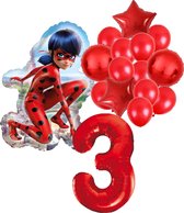 Miraculous Ladybug ballonnen pakket - 3 jaar - 86x55cm - Ladybug Balonnen set - Folie Ballon - Tales of ladybug - Themafeest - Verjaardag - Ballonnen - Versiering - Helium ballon