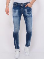 Paint Splash Ripped Jeans Heren - Slim Fit -1071- Blauw
