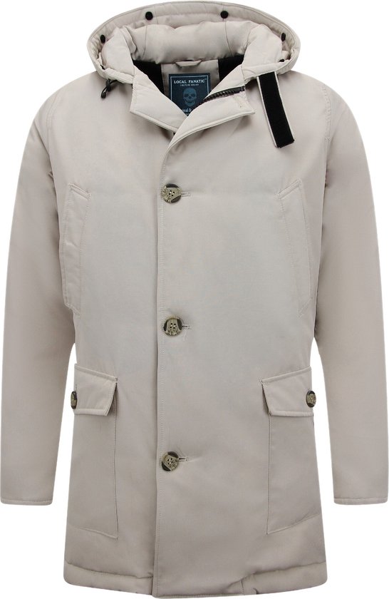 Gewatteerd lange dames leren parka met afneembare capuchon – Moscow