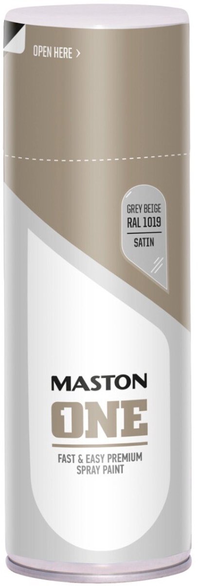 Maston ONE - spuitverf - zijdeglans - grijsbeige (RAL 1019) - 400 ml - spuitbus verf