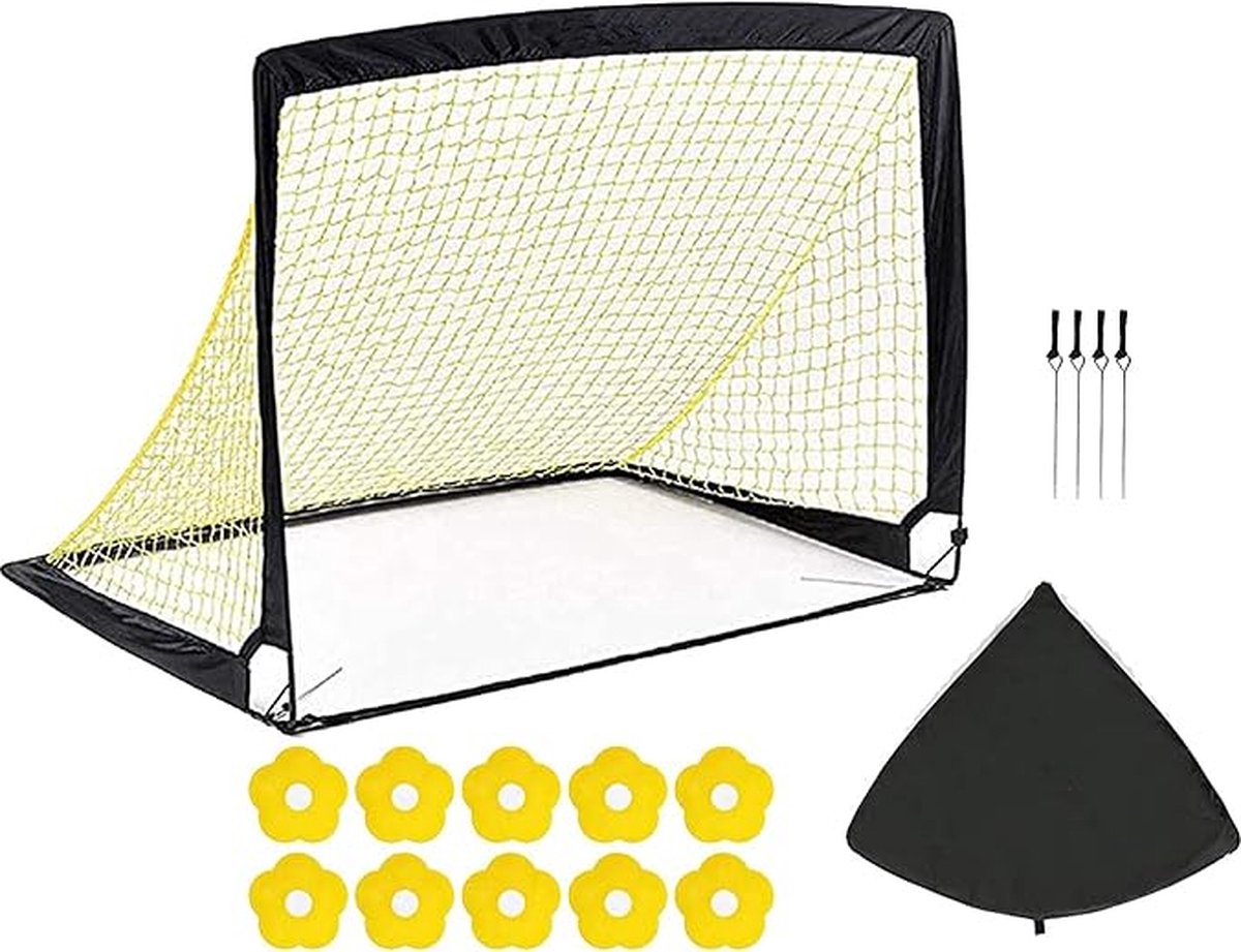 PodiuMax Pop-Up Voetbaldoel - 97x80x80cm - Inclusief 10 Pionnen & Draagtas | Voetbalgoal voor Kinderen