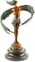 Icarus - Bronzen Beeld - Mythologie - Brons Beelden - Woondecoratie Sculptuur - Interieur Decoratie - Marmer voet - Hoge kwaliteit - gesigneerd - 19x14x32