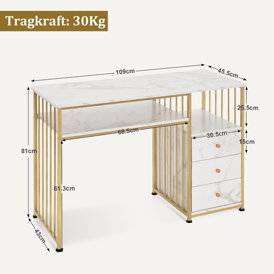 Hosoncovy Bureauspiegel met standaard, metalen frame, make-uptafel