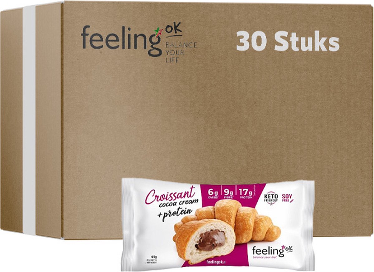 Goedkoopste Feeling OK | Croissant Met Chocolade Crème | 30 Stuks | 30 x 65 gram