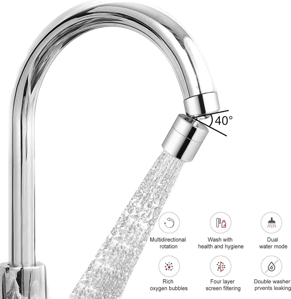 Keukenkraan Beluchter Kraan Adapter M22/M24 Draad Verstelbare 360 ​​Draaien Waterbesparende Beweegbare Kraan Waskolf, M24 Mannelijke