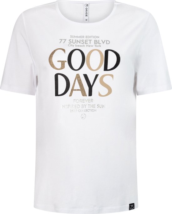 Zoso T-shirt Sunset T Shirt With Print 242 0016 0007 White Sand Dames Maat - XXL