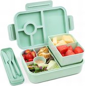 Lunchbox voor kinderen, 1300 ml, broodtrommel voor kinderen met 4 vakken, bento box, brooddoos met bestekset, broodtrommel voor kinderen en volwassenen, ontbijtdoos voor meisjes en jongens,