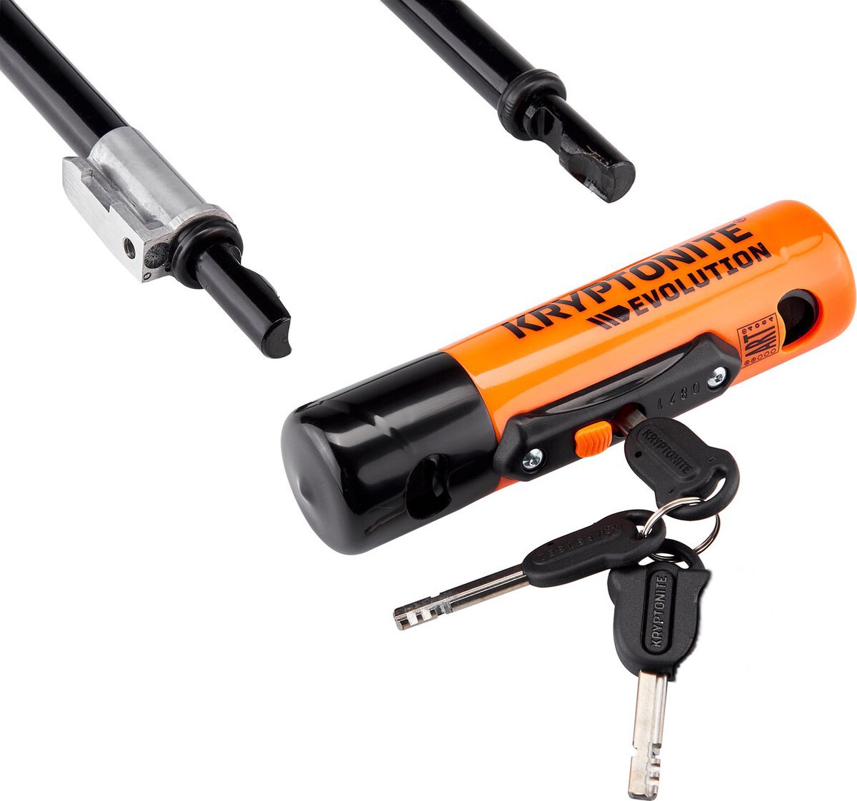 Kryptonite Evolution Mini-7 Beugelslot met Kabel – Fiets – ART-2 Slot – Beugelslot (Elektrische) Fiets – 17,8x8,3 cm - Kabel 120 cm lang – Oranje/Zwart – foto 2