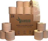 Bamboo Disposables | 24 Rollen | Ongebleekt Bamboe Toiletpapier | Super Zacht WC Papier