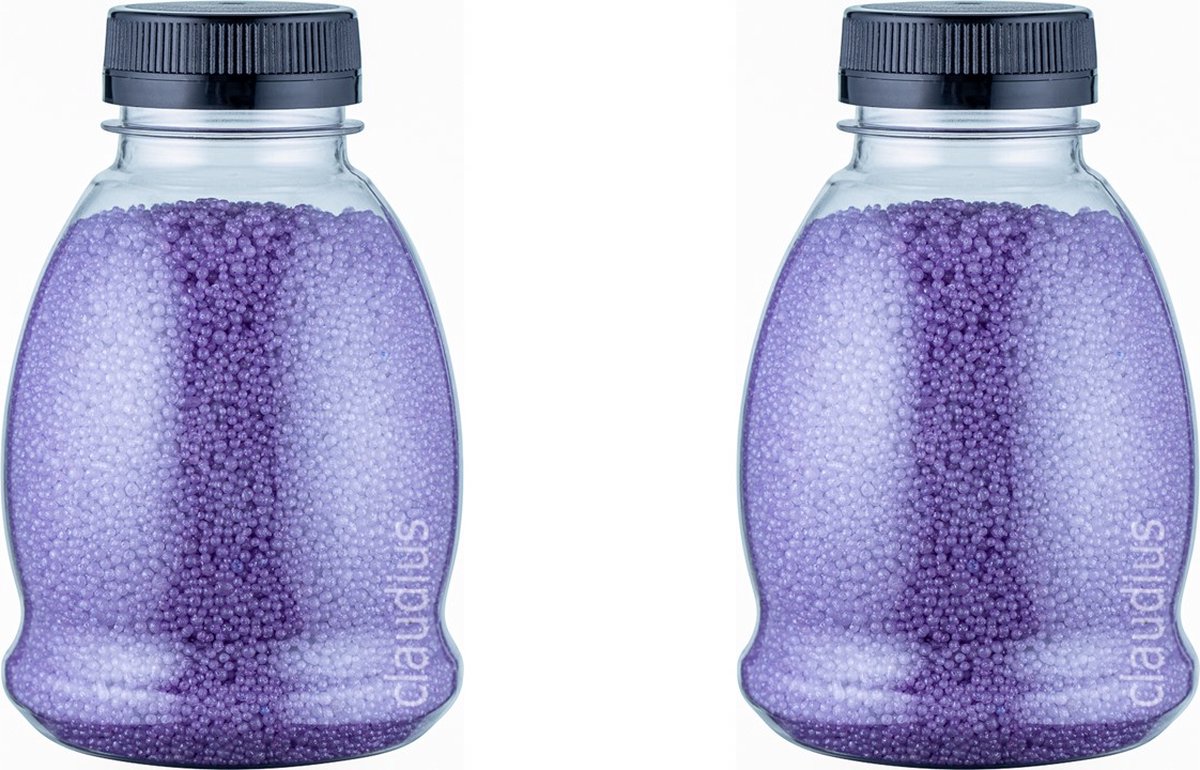 Goedkoopste Badkaviaar Lavendel - 225 gram - Fles met zwarte dop - set van 2 stuks - bad parels voor in bad