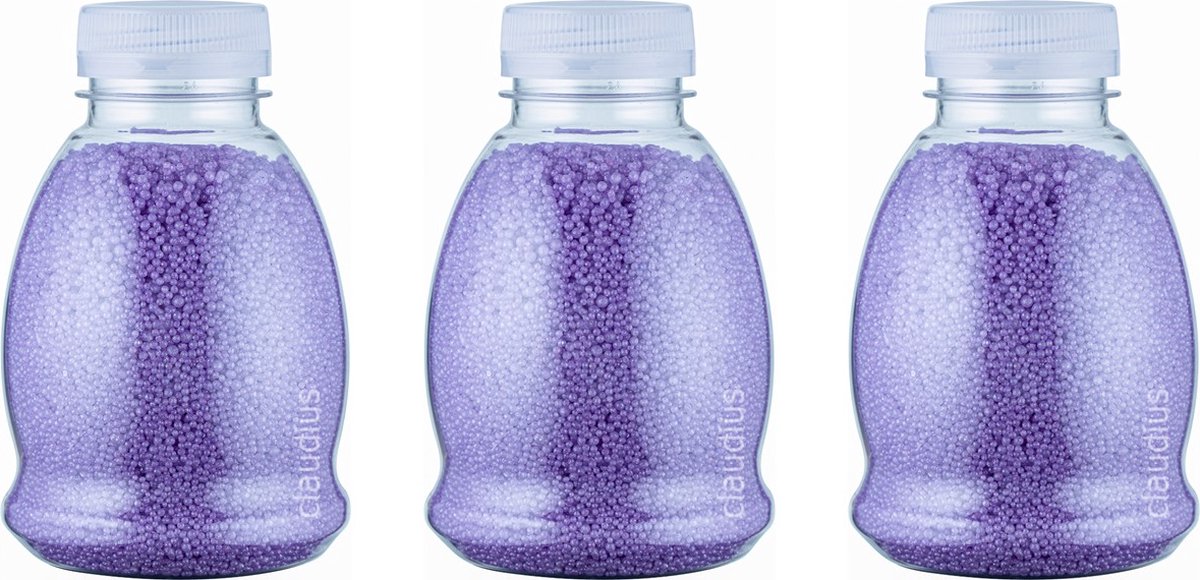 Goedkoopste Badkaviaar Lavendel - 225 gram - Fles met witte dop - set van 3 stuks - bad parels voor in bad