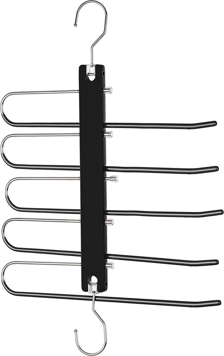 Behave Ruimtebesparende Kledinghanger - Kledinghangers - Kapstok - Broekhanger - Antislip - Zwart - 5 Haken
