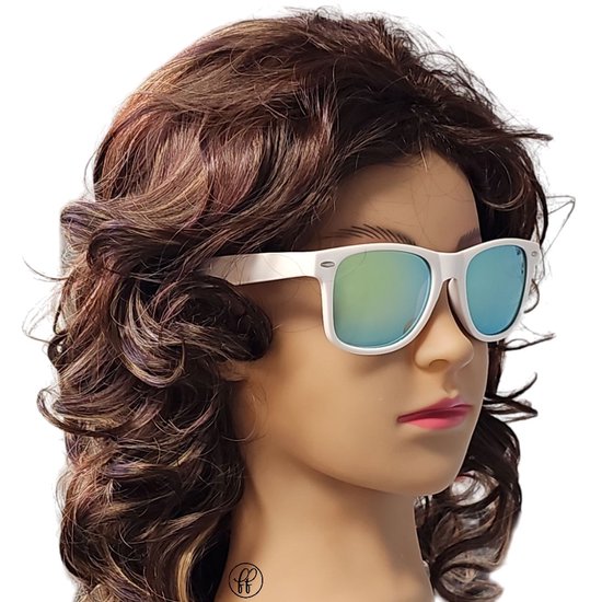 Fako Sunglasses® - Heren Zonnebril - Dames Zonnebril - Classic - UV400 - Wit Frame - Groen Spiegel van Fako Sunglasses® — afbeelding 4
