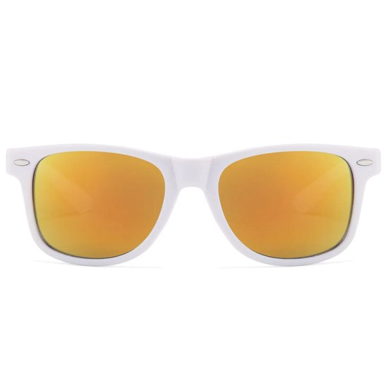 Fako Sunglasses® - Heren Zonnebril - Dames Zonnebril - Classic - UV400 - Wit Frame - Goud/Rood Spiegel van Fako Sunglasses® — afbeelding 3