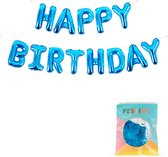 Festivz Blauwe Happy Birthday Letters Ballonnen - Blauw – 40 CM - Decoratie – Feestversiering – Blue - Verjaardag - Bruiloft - Feest