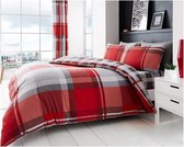 Luxe Bed Set met Dekbedovertrek en kussensloop, Polyester-katoen, rood, dubbel 200 x 200 cm