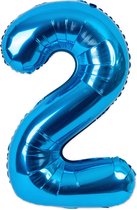 Festivz Blauwe Cijfer Ballon 2 - Blauw – 81 CM - Decoratie – Feestversiering – Blue - Verjaardag - Bruiloft - Feest