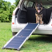 Hondenloopplank voor Auto - Uitschuifbare Hondentrap Auto voor Grote Honden - Stabiel - Antislip - Reflecterende Zijkanten voor in het Donker - 90kg Capaciteit - Loopplank Hond - Sluitingsclip - Blauw