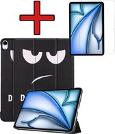 Hoes Geschikt voor iPad Air 2024 (11 inch) Hoes Book Case Hoesje Trifold Cover Met Screenprotector - Hoesje Geschikt voor iPad Air 6 (11 inch) Hoesje Bookcase - Don't Touch Me