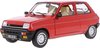 Het 1:18 gegoten model van de Renault R5 Alpine Turbo uit 1982 in rood. De fabrikant van het schaalmodel is Norev. Dit model is alleen online verkrijgbaar