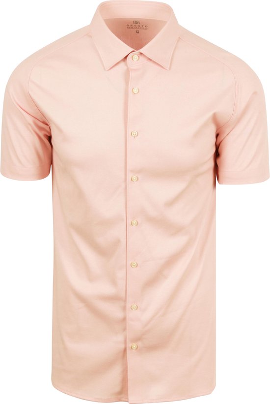 Desoto - Short Sleeve Jersey Overhemd Apricot Roze - Heren - Maat S - Slim-fit