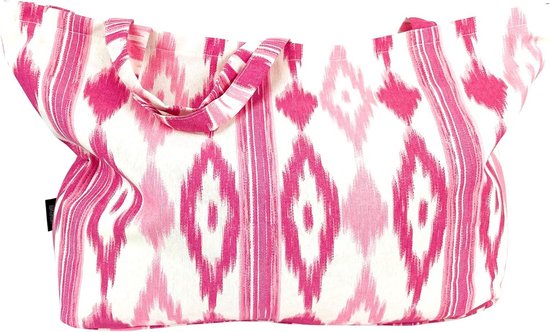 Strandtas voor dames - Tote bag van stof ideaal voor de zomer - Grote capaciteit - Mediterrane stijl Fuchsia beach bag
