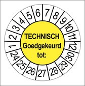 50 Keuringsstickers Technisch Goedgekeurd tot: Rond 35 mm Strips van 5 stuks