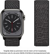 Reflective Black / Zwart / Reflecterend Zwart Nylon Horloge Band geschikt voor Apple Watch 1, 2, 3, 4, 5, 6, 7, 8, SE & Nike+ 42mm, 44mm & 45mm "Mannenbreedte" Series - Zacht Geweven Nylon - 42 mm, 44 mm en 45 mm - Maat: zie maatfoto