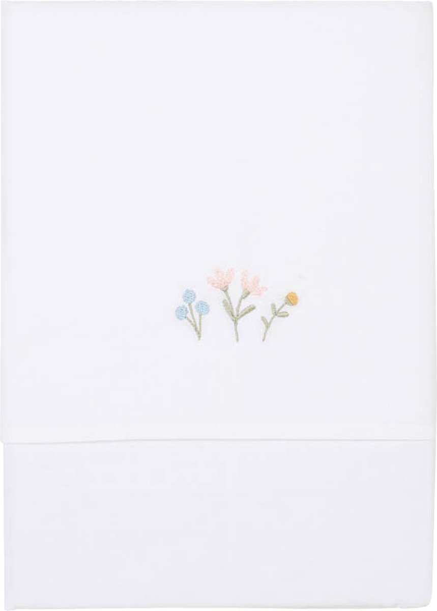 Little Dutch Flowers & Butterflies Geborduurd Ledikantlaken Roze 110 x 140 cm