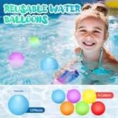Herbruikbare waterballonnen 12 stuks - Snel vullen en latexvrije zachte afdichtende waterballen voor kinderen en volwassenen - Zomer buiten waterspeelgoed voor in de tuin