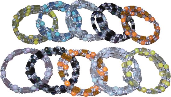 Multi armbanden diverse kleuren set van 10 stuks.