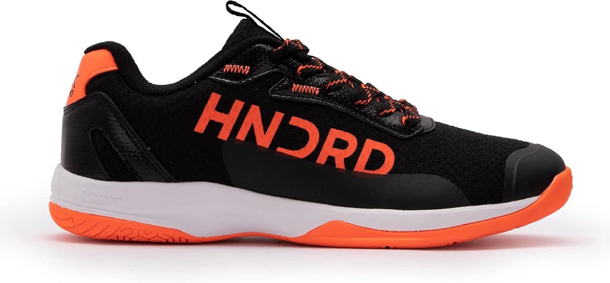 HUNDRED Xoom Pro Non-Marking professionele badmintonschoenen voor heren (oranje/zwart, maat: UK 3/US 4/EU 37) | Materiaal Bovenwerk: mesh, TPU en synthetisch leer, Zool: rubber en phylon | Geschikt voor indoor badminton/tennis